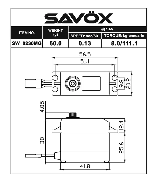 Oryginalny Savox SW 0230MG Servo 0.13S 8kg 7.4V wysokonapięciowy silnik DC cyfrowy wodoodporny Buggy RC zdalnie sterowane auto do driftu turystyczny