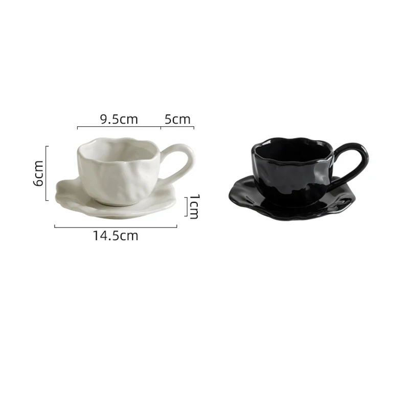 Modern Solid Color Pleated Ceramic Coffee Mug with Saucer Afternoon Tea Dessert Drink Mug Home Teacup Tea Set Mug Birthday Gift