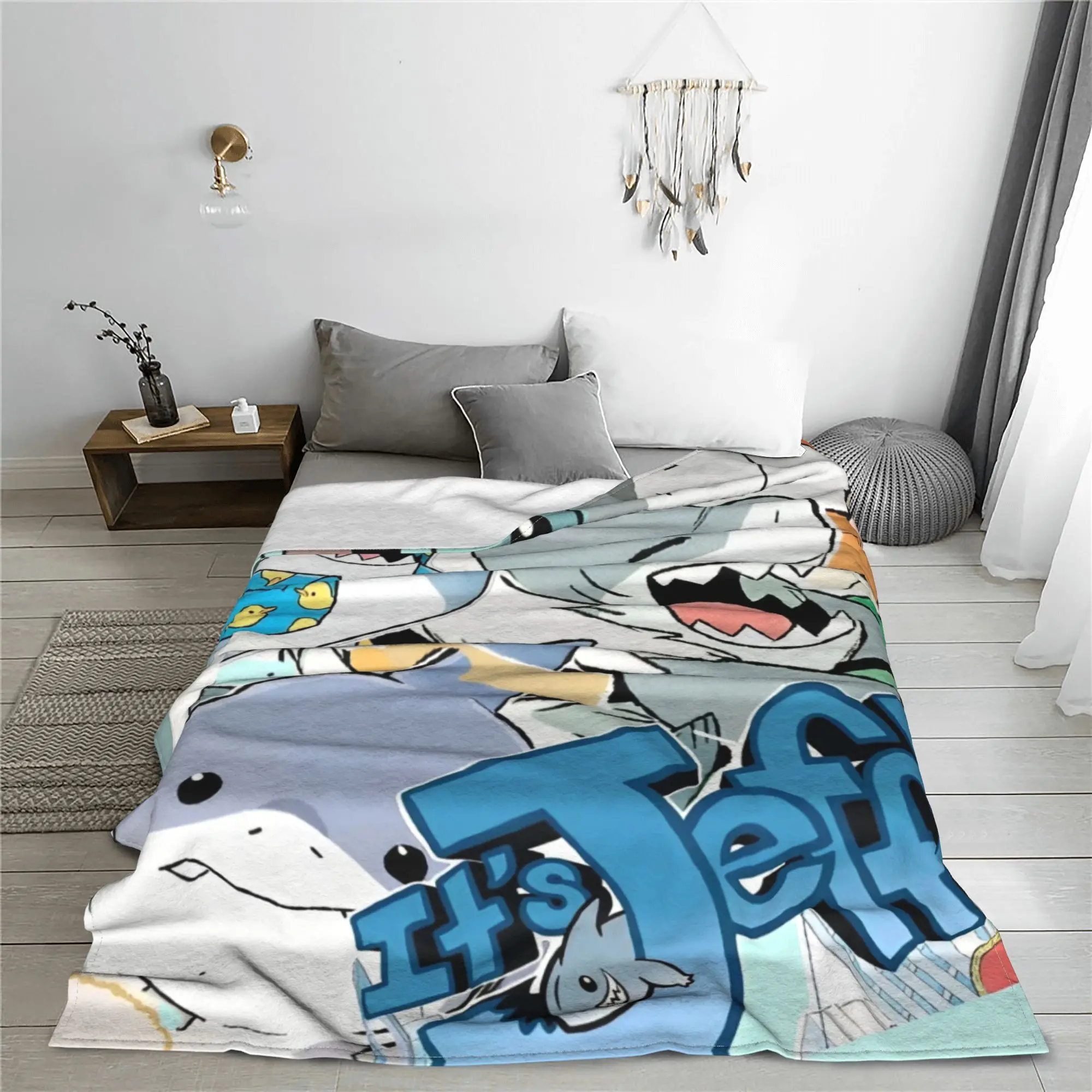 Marvel-Rivals Jeff the Land shark Blanket Fleece Winter PVP Video Game Breathable Lightweight Thin Throw Blankets Bedspreads