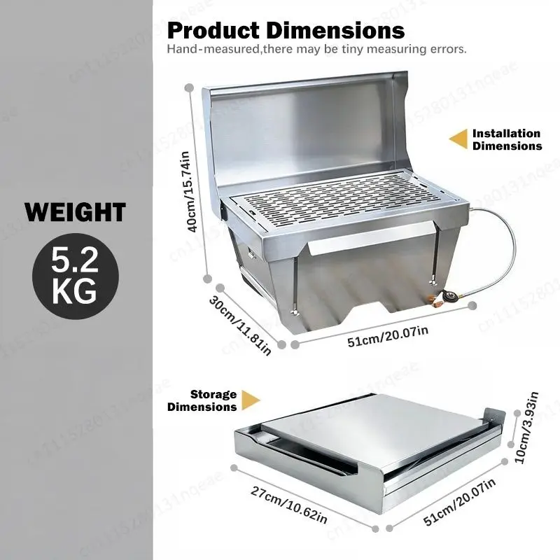 Stainless Steel Marine Grill Vertical Gas with Full Cover Outdoor Deck Grill