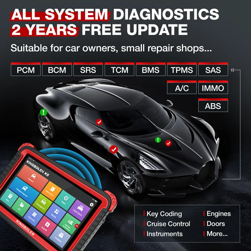 KINGBOLEN K8 All System Diagnostic Scan Tool Bi-Directional OBD2 Scanner 28 Reset ECU Coding Key Matching thinkcar thinktool pro