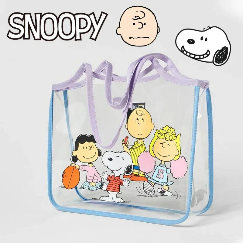 Snoopy Casual Large Capacity Shoulder Bags Shopper Transparent Fashion Harajuku Zipper Print Ulzzang Handbags Cheap Women