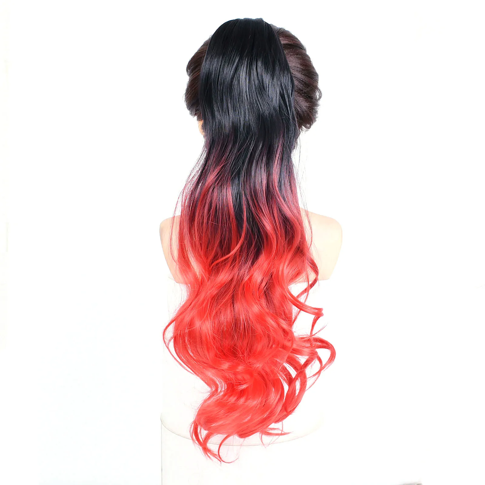 

Jeedou Rainbow Hair Claw Ponytails Hair Extension Long Wavy Balayage Ombre Colorful Synthetic Ponytail for Party Daily Use