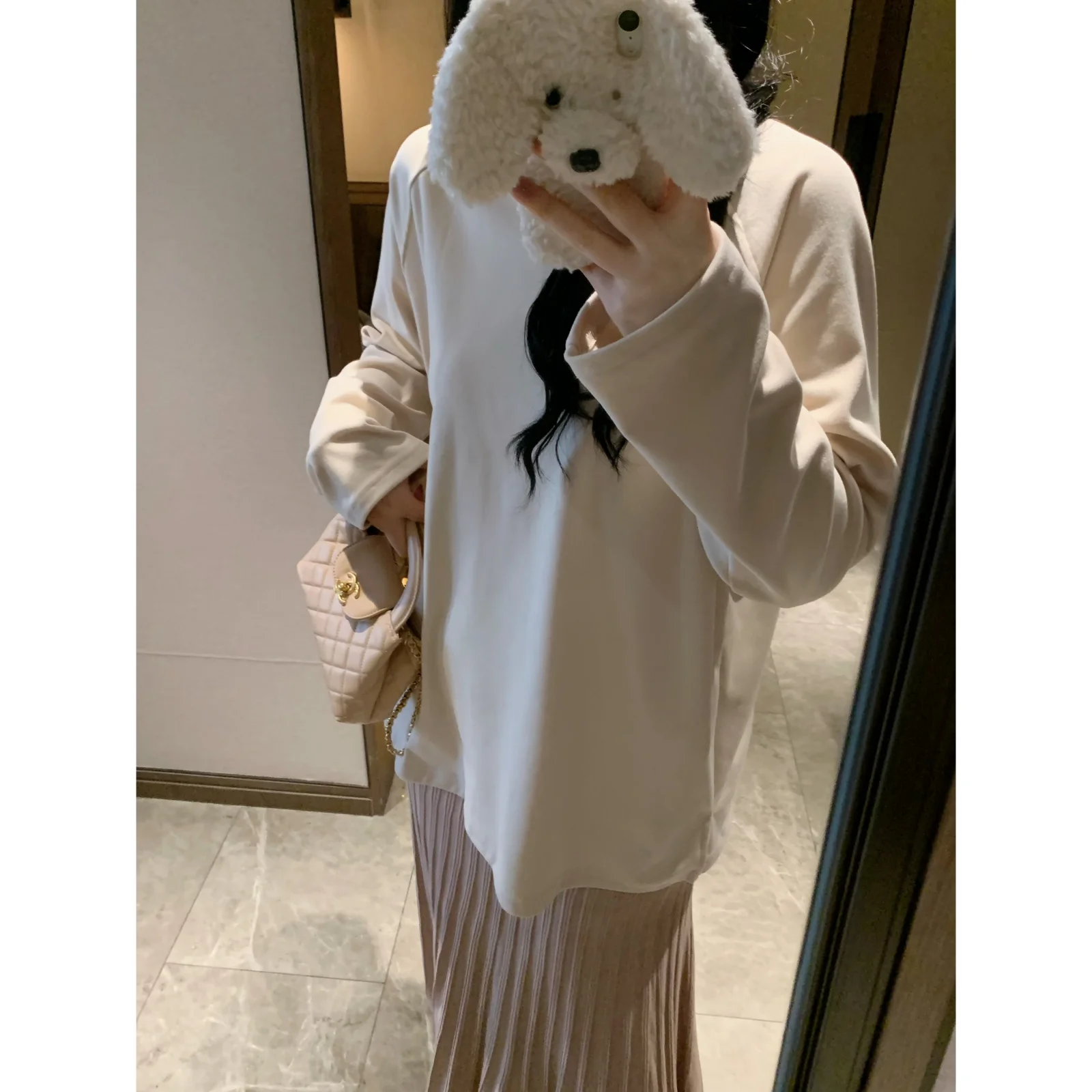 

Уютная двусторонняя бархатная свободная кофта с длинным рукавом и высоким воротником, теплая, повседневная, зимняя серия, женская футболка