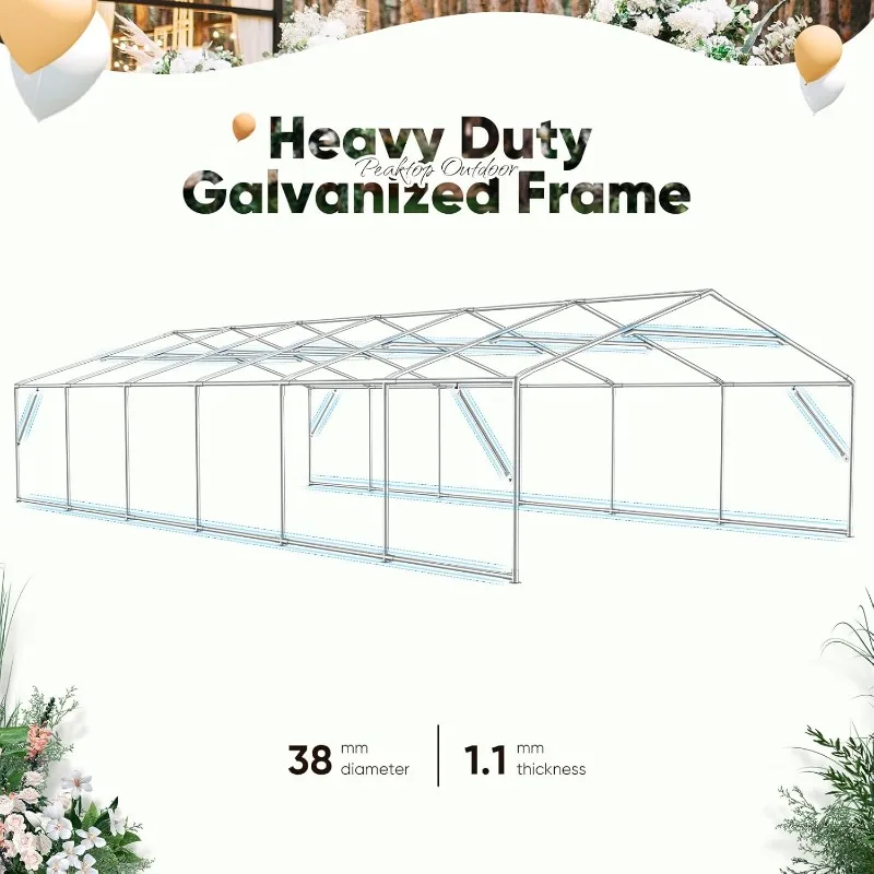 Party Tent Heavy Duty Wedding Tent Outdoor Gazebo Event Shelter Canopy Carry Bags Removable Sidewall Panel Upgrade Framework