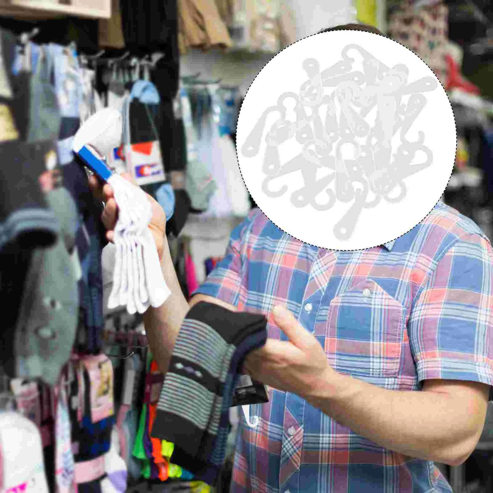 500 Uds. Gancho para calcetines, perchero, ropa, exhibición al por menor, herramienta colgante de plástico PP