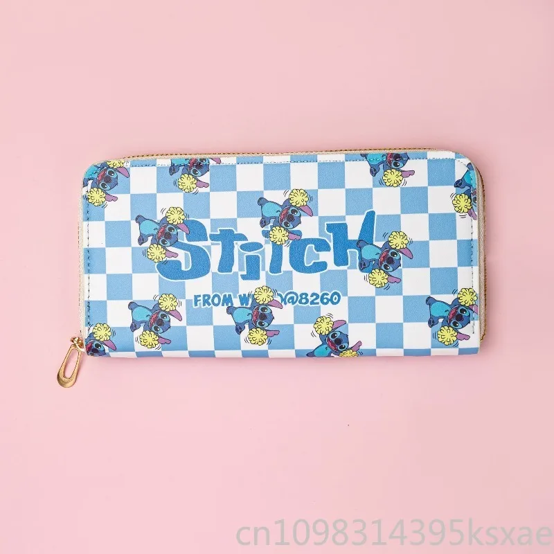 Длинный кошелек Disney Stitch на молнии, милый водонепроницаемый кожаный кошелек для монет для студентов, детский мультяшный органайзер, сумка для ежедневного использования