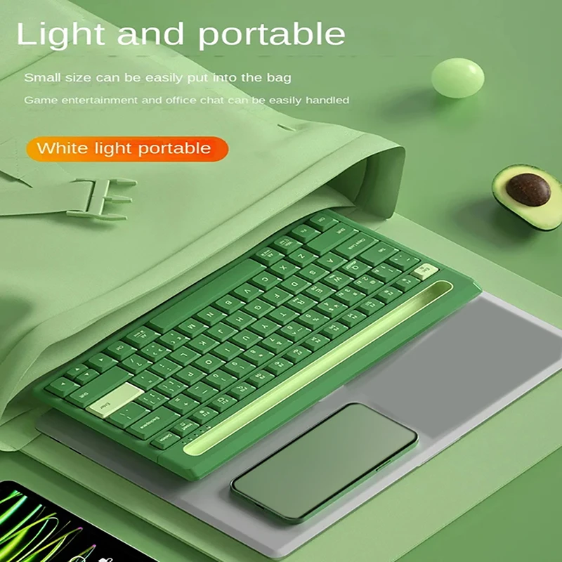 Custom BOW BT Multi Device Wireless Keyboard with Phone Holder Slot 79 Keys Multimedia Button for Windows Mac OS Android Gift
