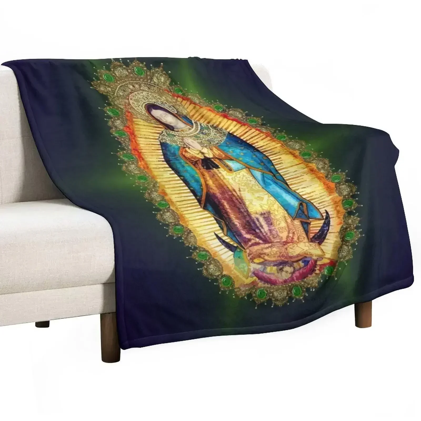 

Our Lady of Guadalupe Mexican Virgin Mary Aztec Mexico Throw Blanket Personalized Gift Soft Plush Plaid Blankets