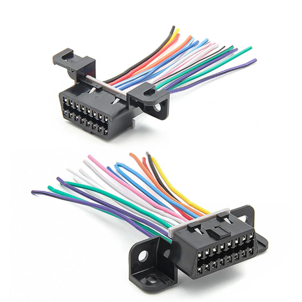 OBD2 J1962F Fixed Female Terminal Open‑end Wire 16Pin Full Pins Color Coded Cable 10cm Female Plug DIY Automotive Wiring Harness