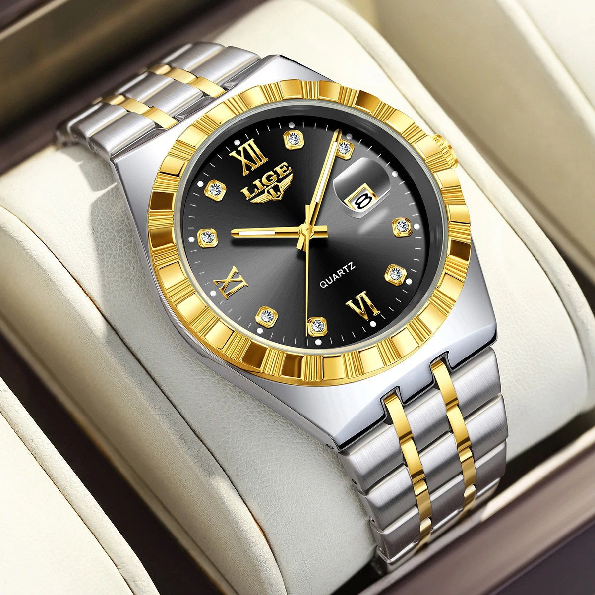Man Wristwatch LIGE Top Brand Luxury Business Men Watch Luminous Waterproof Date Quartz Male Clock Steel Strap Watch for Men