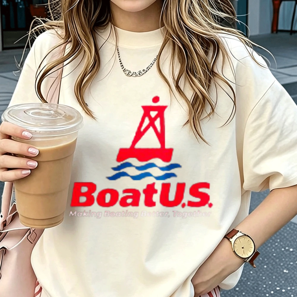 BoatU.S. Making Boating Better Together Graphic T‑Shirt Women Cotton O‑Neck Tees Boating Marine Lovers Novelty Casual Daily Tops