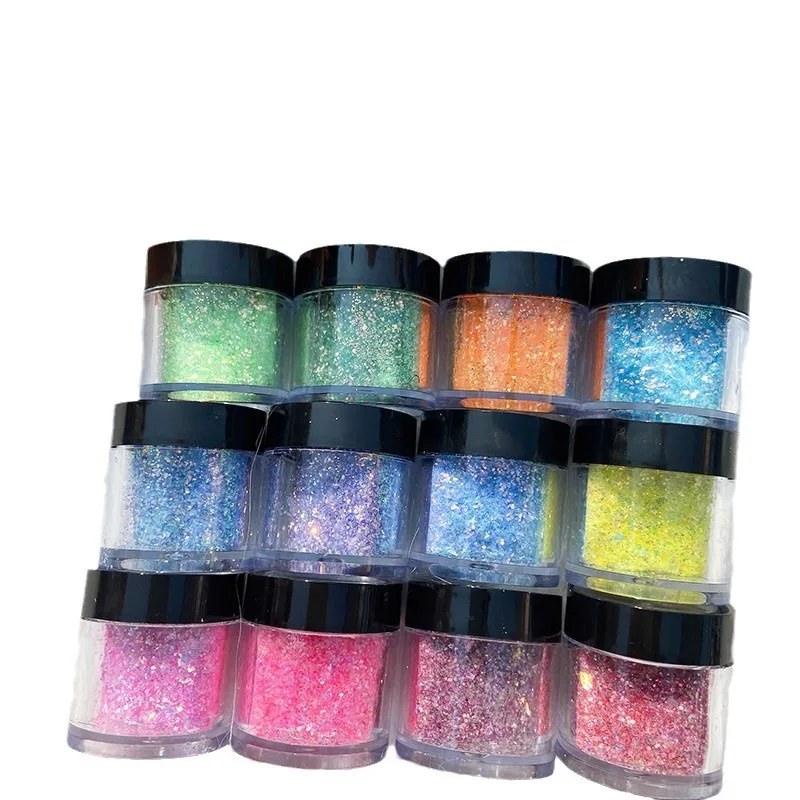 30ML dreamy summer flowing  quicksand nail art glitter material  mixed glitter powder glue sequins