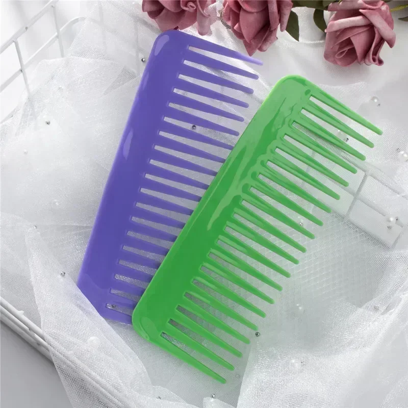 Hair Rectangular Plastic Wide Tooth Comb Handle Massage Comb Thick Long Hair For Home Use Detangling Hair Comb