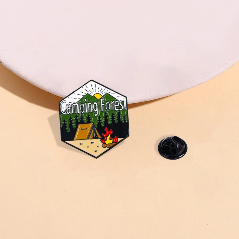 Creative Travel Brooch Falls Moon Mountain Outdoor Adventure Camping Cup Mountain Tent Coconut Park Heart Badge Punk Pin Jewelry image 3