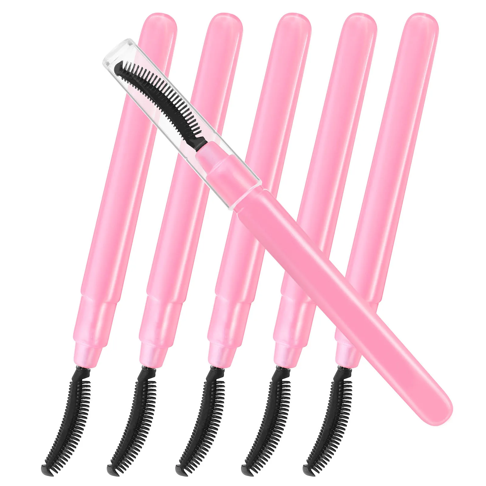 6 stuks wimperborstel siliconen zachte wimperborstels voor het scheiden van het aanbrengen van mascara oogmake-up gereedschap draagbare reismake-upborstelset