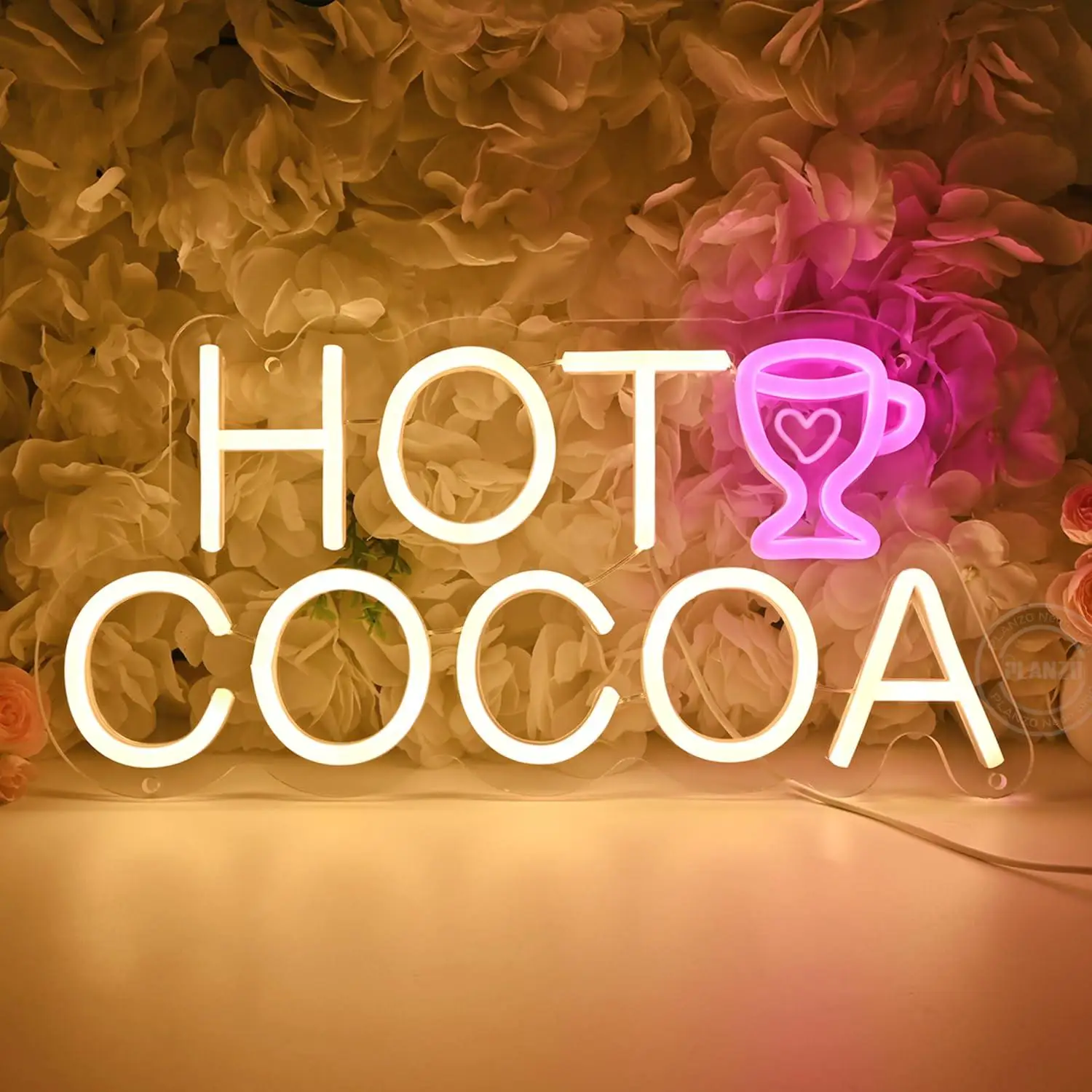 Hot Cocoa Neon Sign Dimmable LED Light for Chocolate Bar Shop Winter Party Office Birthday Wall Decor Commercial Business Sign