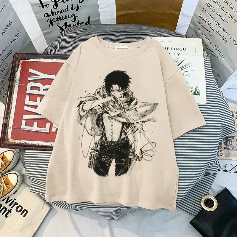 Japanese Anime T-shirt Summer Harajuku T-shirt for Men Attack on Titan Levi Ackerman Eye Tees Men Short Sleeve O-neck Women Tops