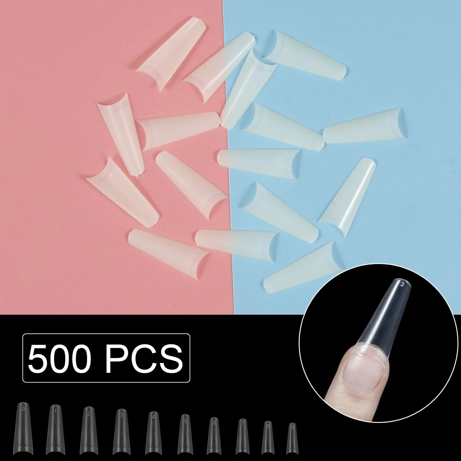 

500 Pieces Coffin Ballerina Half False Nail Tips Nail Manicure Fake Nail Art Design 10 Sizes Acrylic Nails M Nails Fake