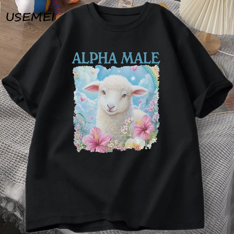 

Alpha Male T Shirt Casual Cotton Meme T-shirt Silly Weird Goat Graphic Tee Fashion Short Sleeve O Neck Printed Tshirt Clothing