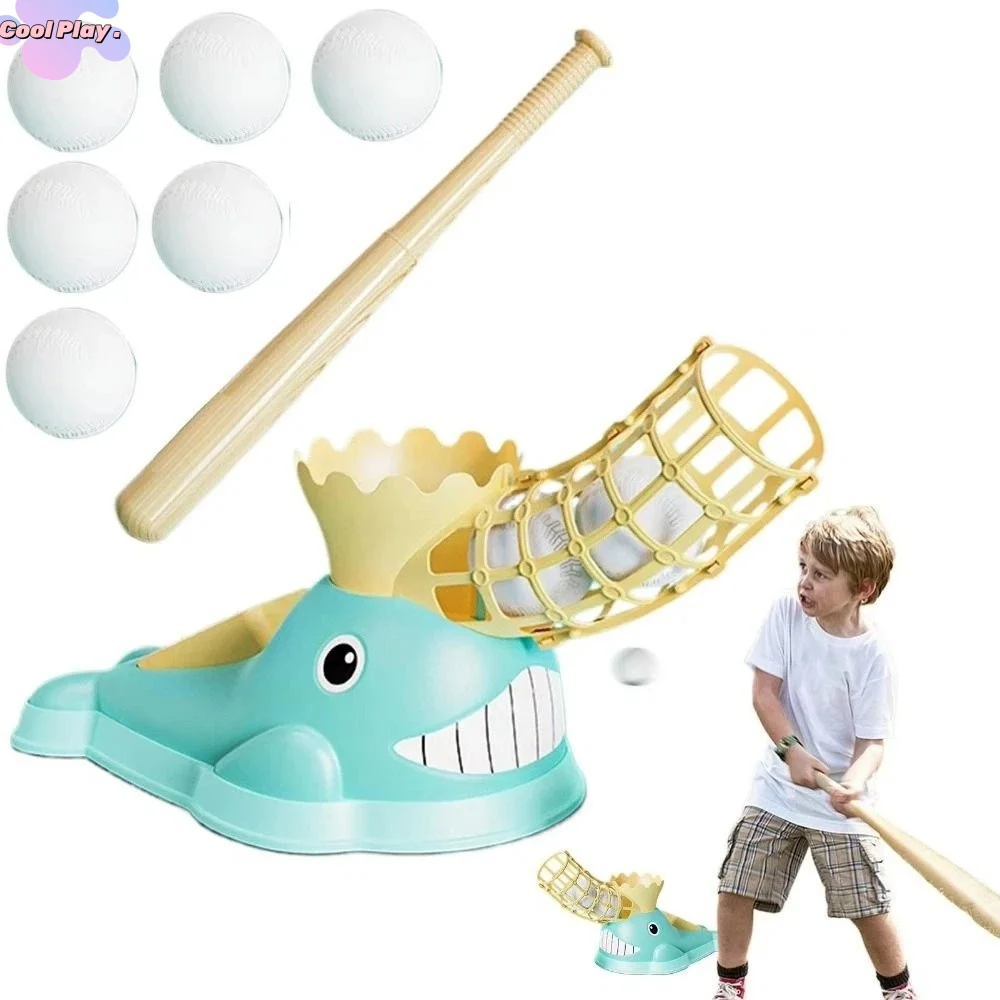 cartoon-whale-children-baseball-machine-toy-with-ball-durable-foot-stepping-baseball-toy-foot-operated-portable