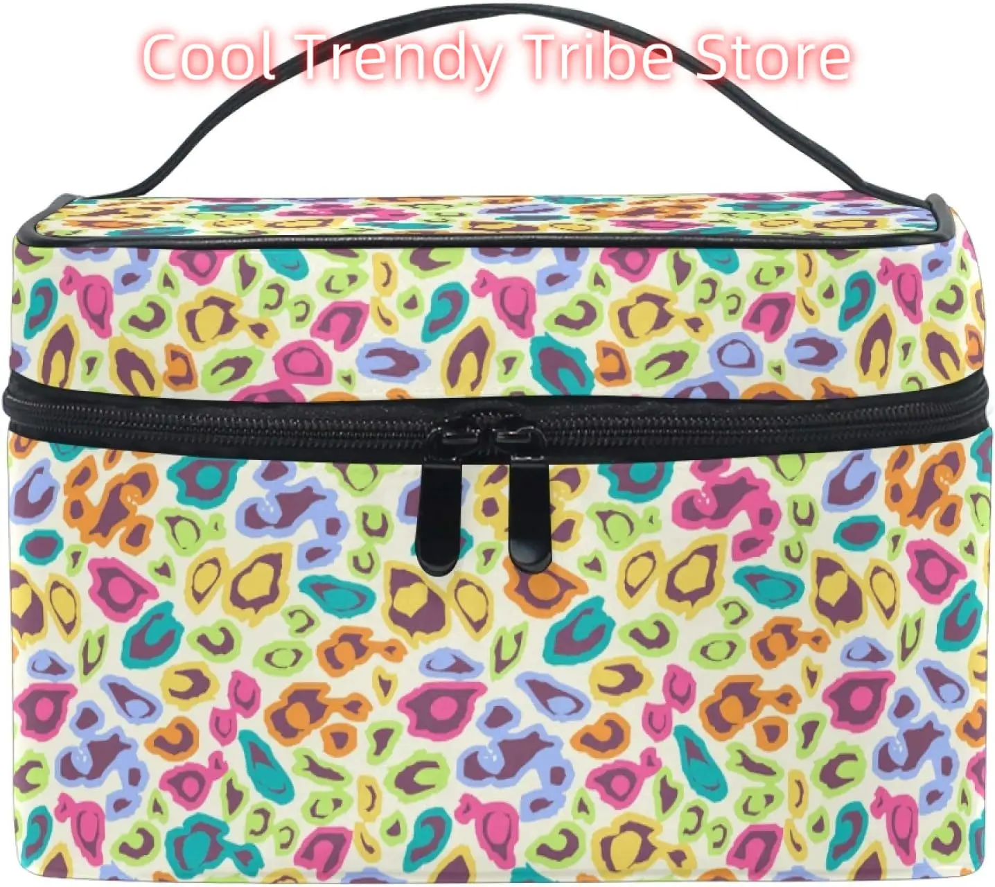 

Makeup Bag, Colorful Cheetah Travel Makeup Organizer Bag Cosmetic Cases Toiletry Bags for Girl Women Ladies