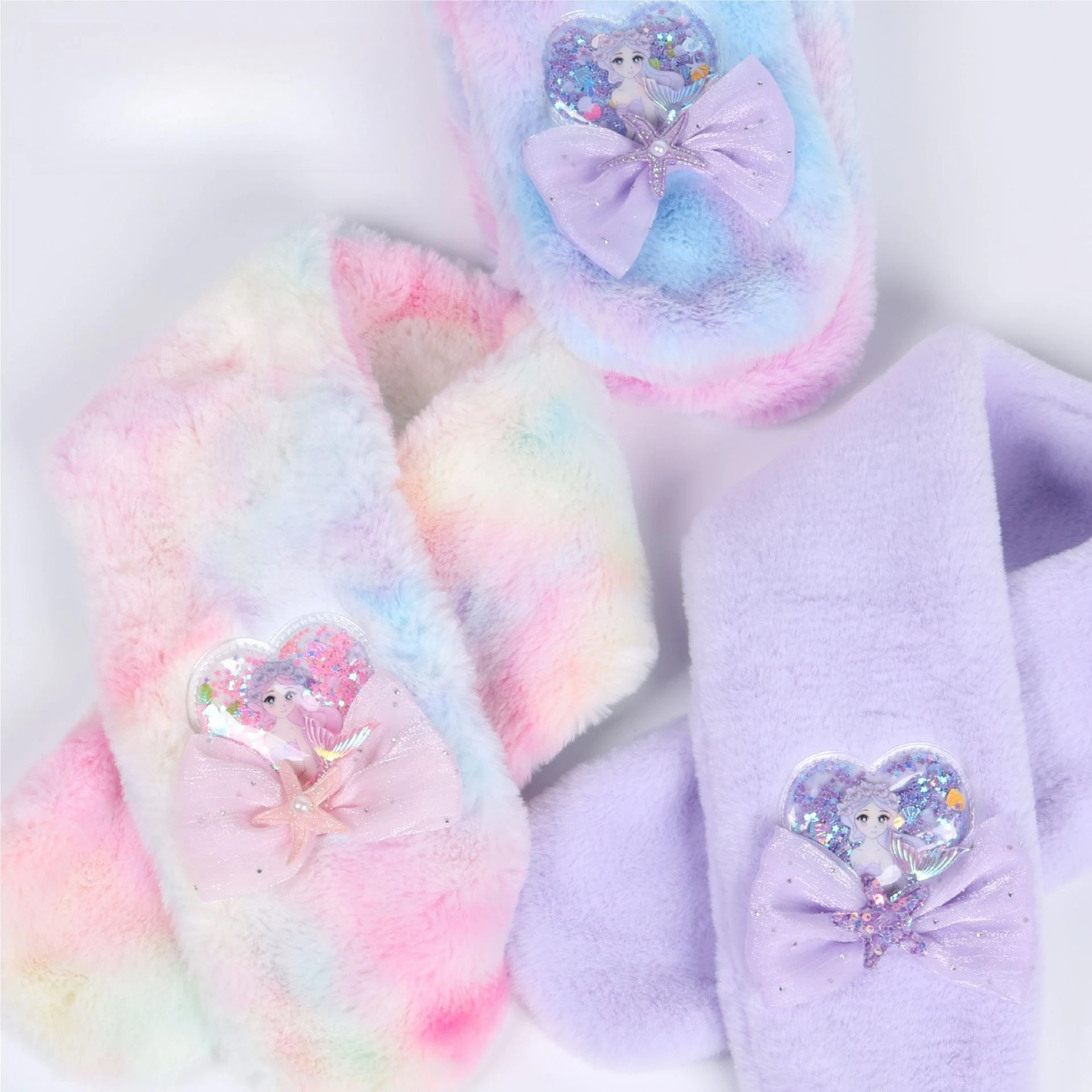 Miniso の新しいマーメイド子供用スカーフ暖かいスカーフ女の子のための冬の女の子ぬいぐるみ厚み