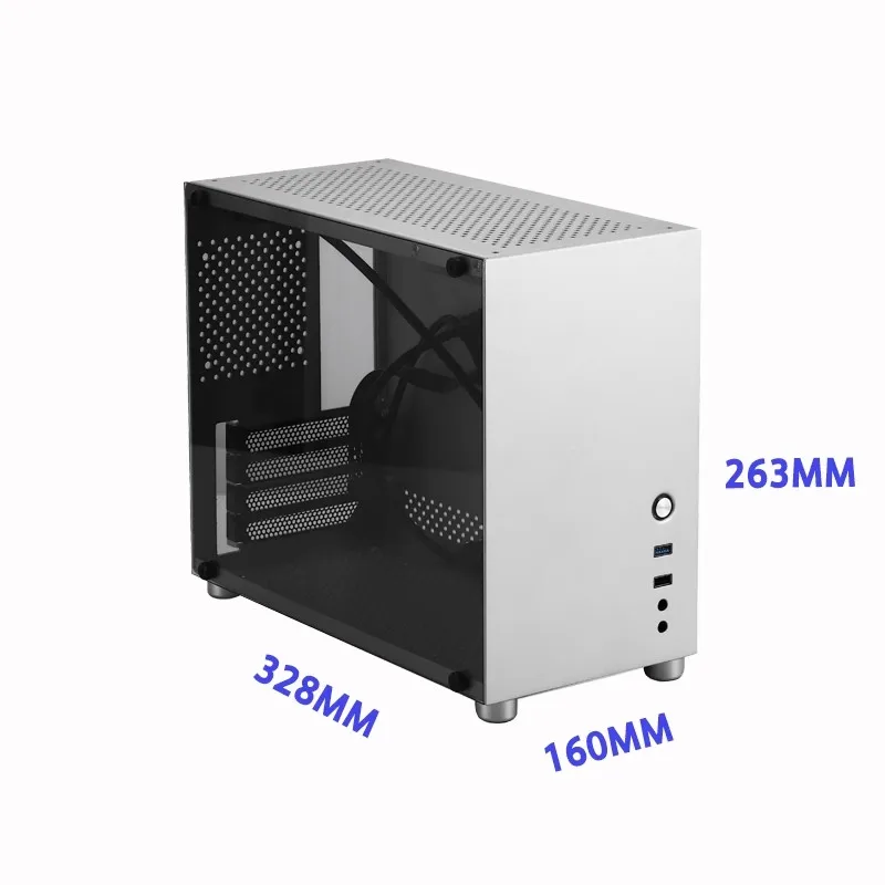 HX100 Handle All Aluminum MATX Gaming Glass Desktop Computer Case SFXATX Power Supply