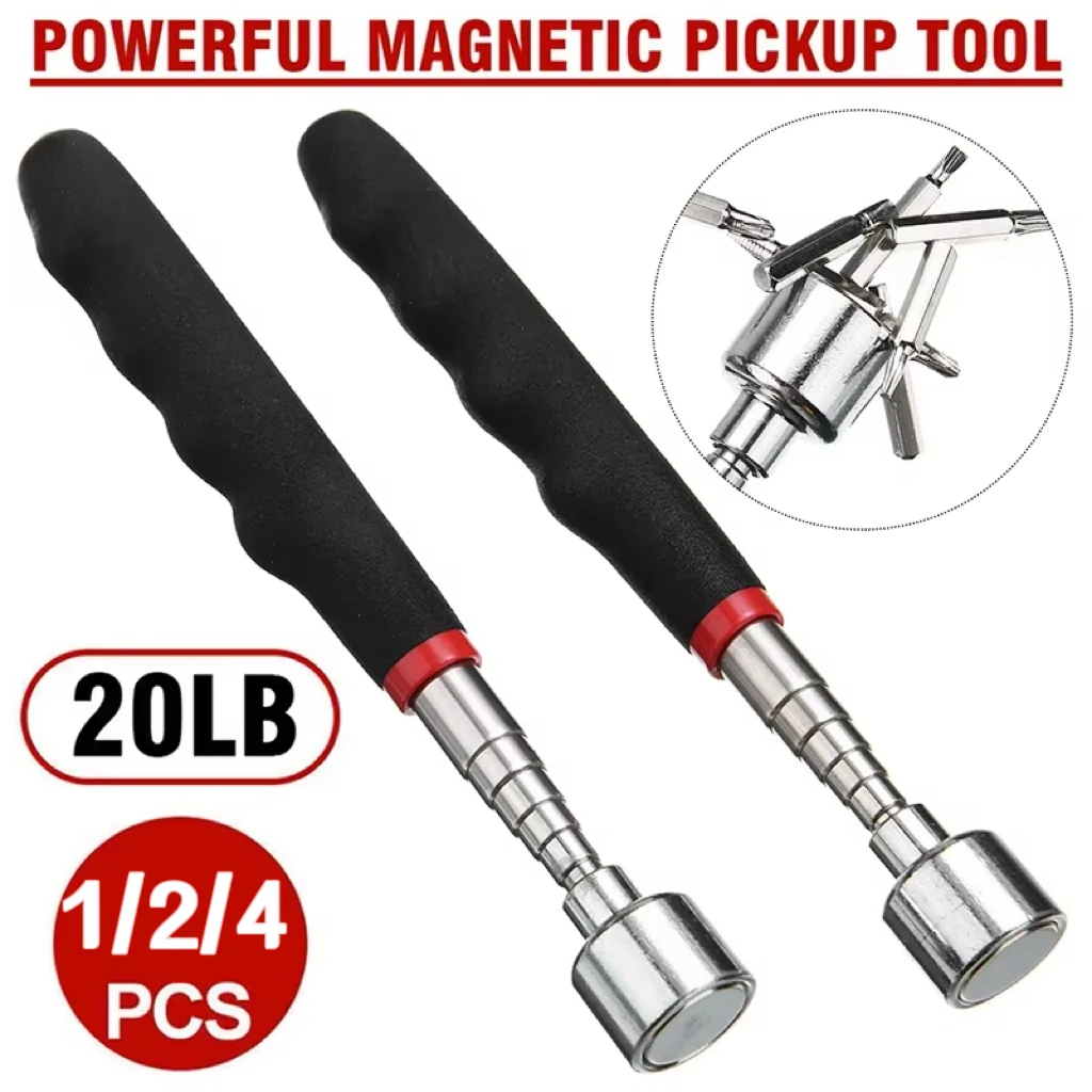 Telescopic Portable Magnetic Pickup Rod Magnet Pen Durable Tool For Screws Nuts Bolts Hard To Reach Corners Tight Spots