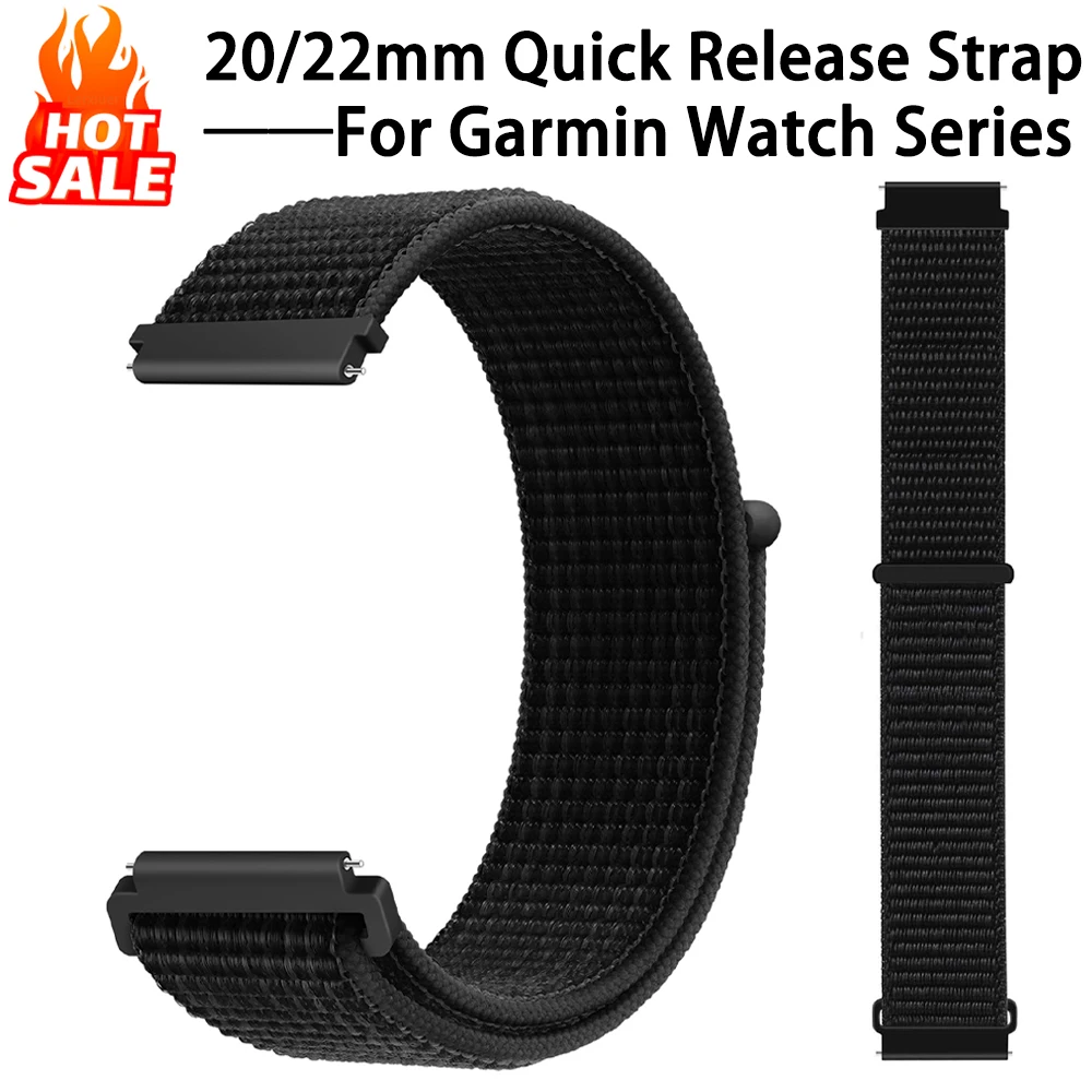 Nylon Loop Strap For Garmin Forerunner 55 165 265 965 255 Active 5/Vivomove Trend/Vivoactive 5/Venu 3/2 20mm 22mm Bracelet Belt