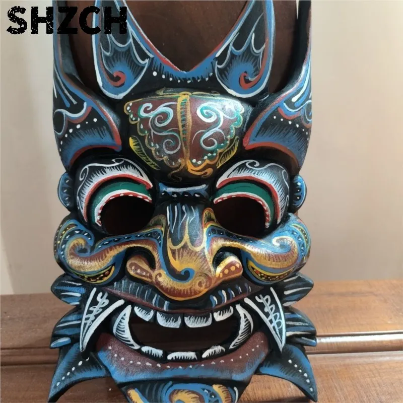 Nuo Opera Mask Wooden Carving Decoration Pendant Travel Photography Stage Performance Prop Chinese Style Pure Handmade Mask ZJ39