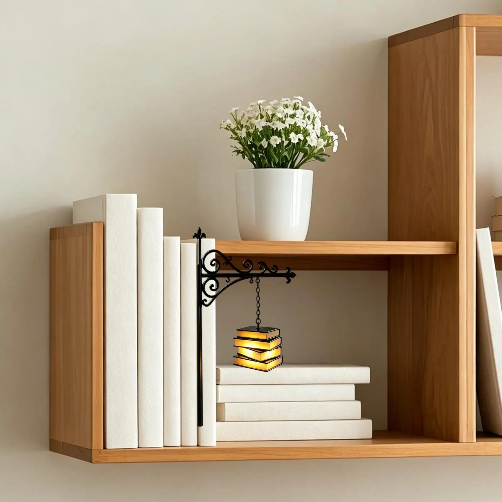 Vintage Library Lantern Bookshelf Decorative Light LED Bookshelf Light Desk Corner Stacked Book Lantern Home Halloween Decor
