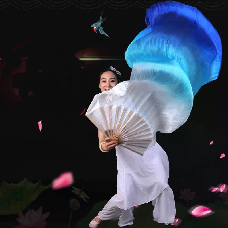 Dancing Fan Extended Floating Head Gradient Color Dance Fans Portable Belly Dance Fan Dance Performance Wedding Long Fans