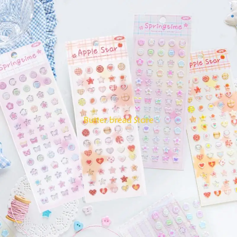 W89C Scrapbook Sticker Stationery Sticker Star Sticker Epoxy Decorative Sticker Journal Sticker for Kids Girls Boys