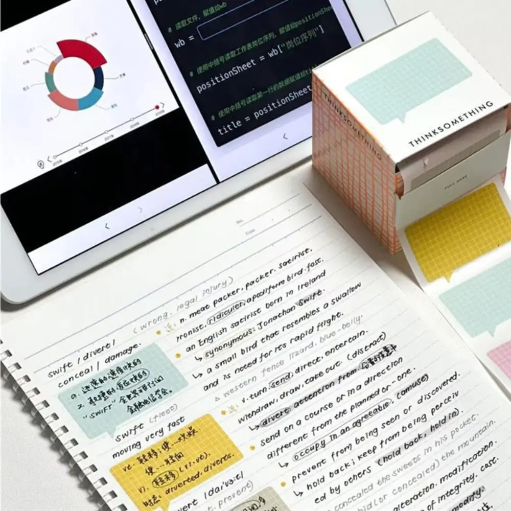 100PCS/Set Pull-out Design Memo Pad Full Adhesive DIY Labels Stickers Multifunctional Tearable Notepad Creative Stationery