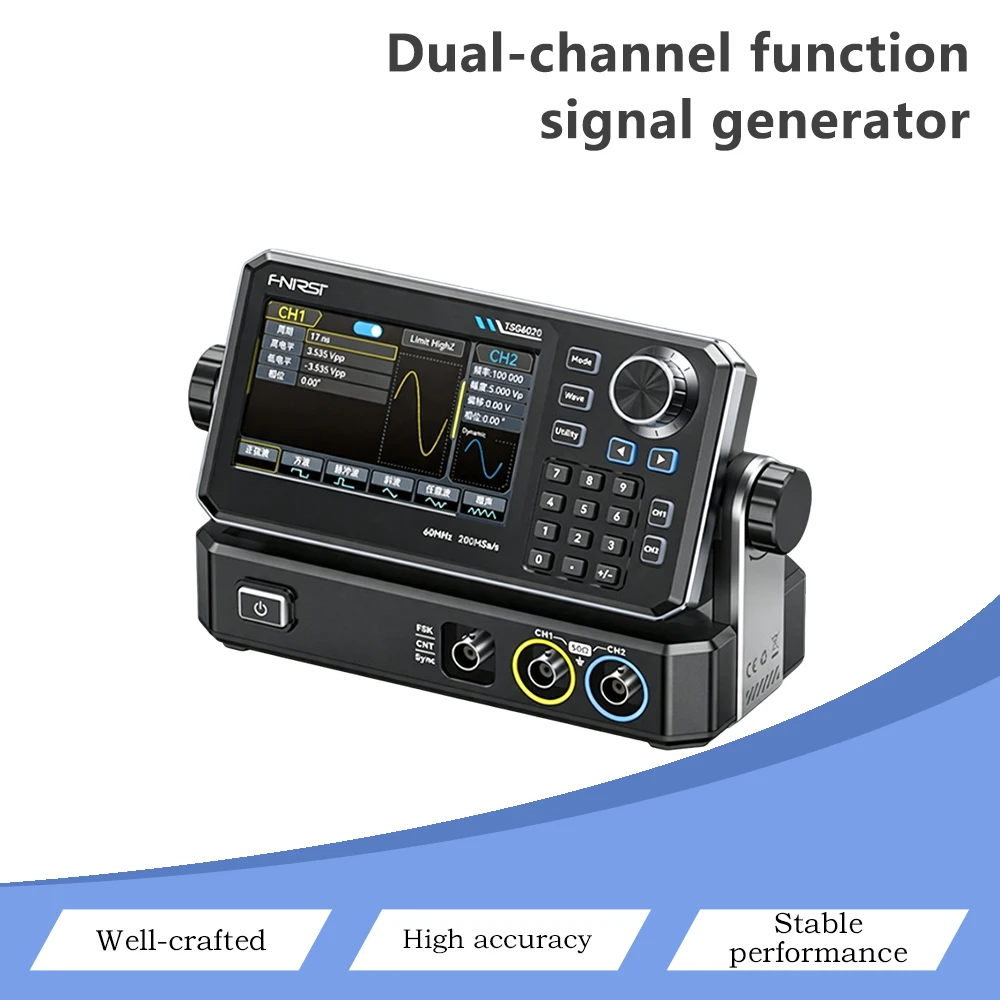 FNIRSI TSG6020 TSG3020 Dual-Channel Function Signal Generator 60MHz/30MHz 200MSa/s 4.3