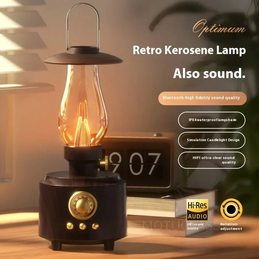 Retro kerosene lamp wireless Bluetooth speaker FM wireless radio and USB night light sound system suitable for camping travel