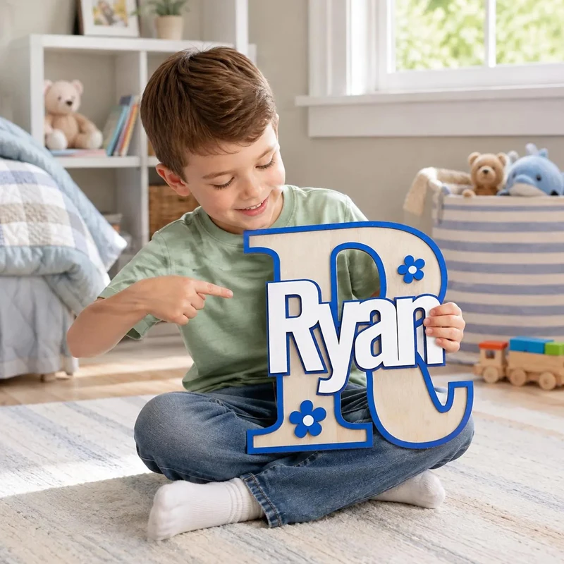 Custom Room Plaque with Name & Initial,Teen Gift Name Plaque,Letter Capitalized Name Sign