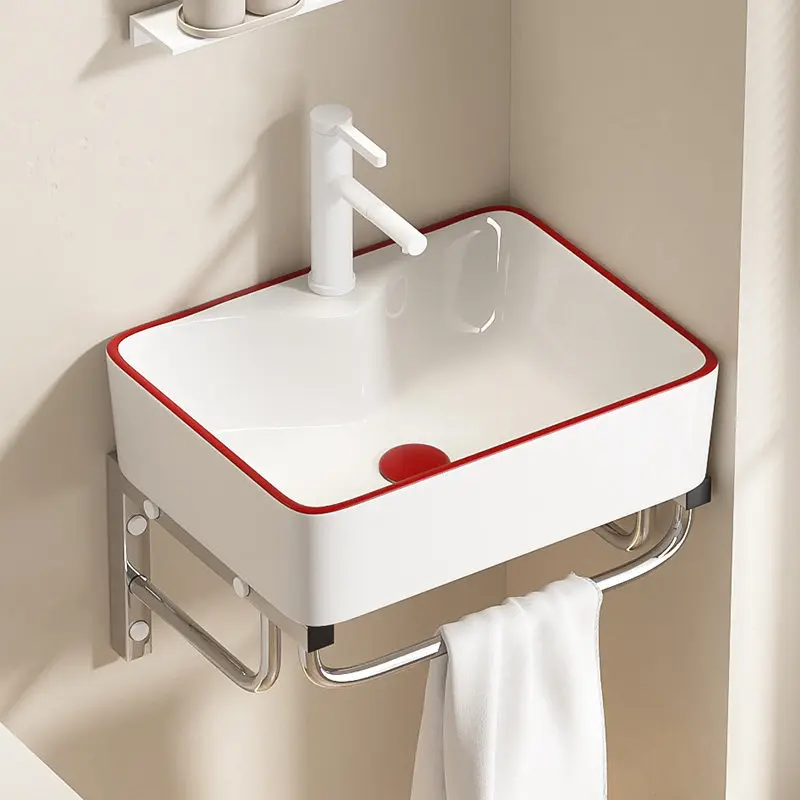 

Simple hanging wall wash basin stainless steel bracket face wash surface wall hanging bathroom sink tray