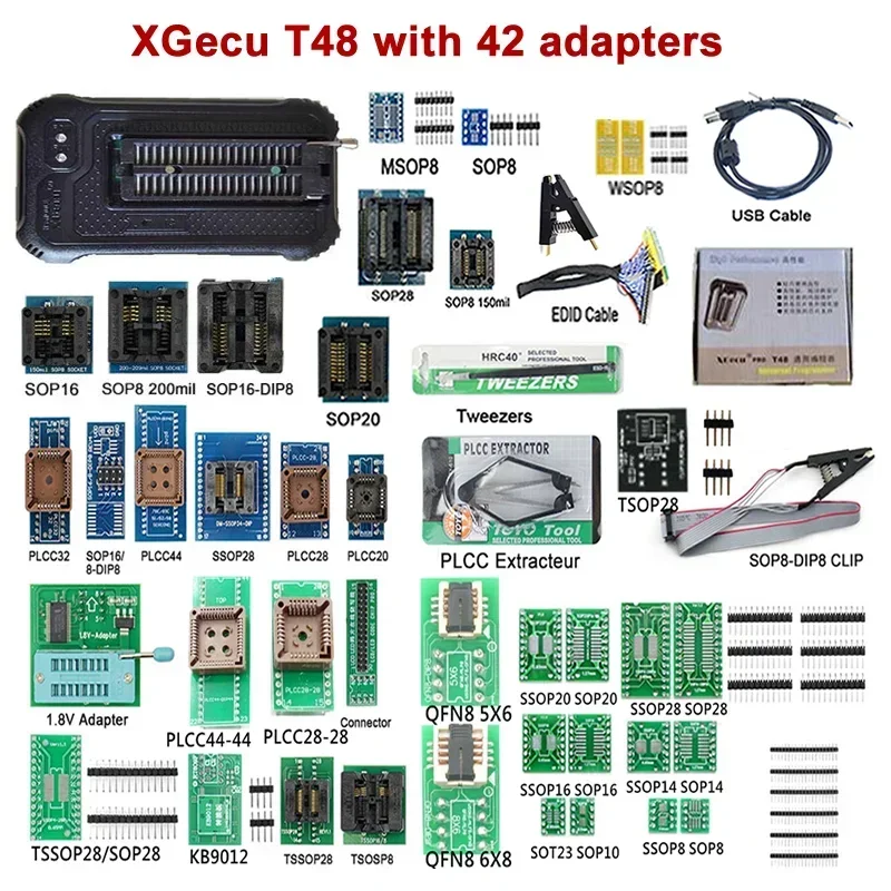 T48 Programmer XGECU [TL866-3G] V12.25 Support 28000+ ICs for SPI/Nor/NAND Flash/EMMC BGA153/162/169/100/221 TSOP/SOP/PLCC