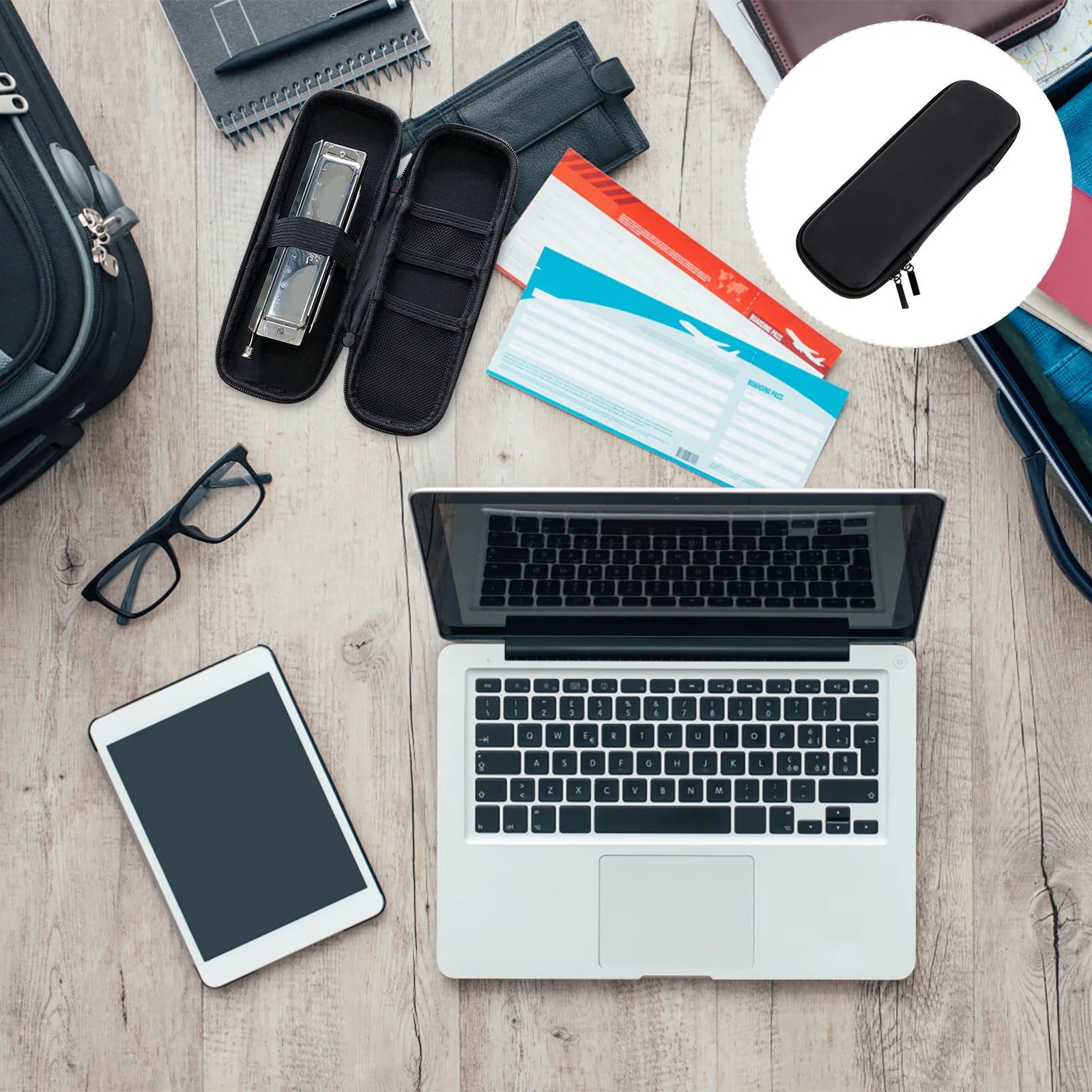 

Black Eva Harmonica Case Shockproof Storage Pouch Dust Sunlight Scratch Resistant Portable Carry Bag for Travel Musician Gift