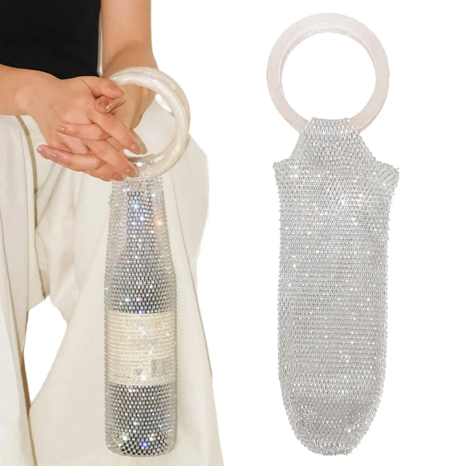 

1000ml Wine Tote Sparkly Reusable Wine Carrier Bag Sturdy Handle Wine Bottle Protective Travel Bag For Wedding Gifts