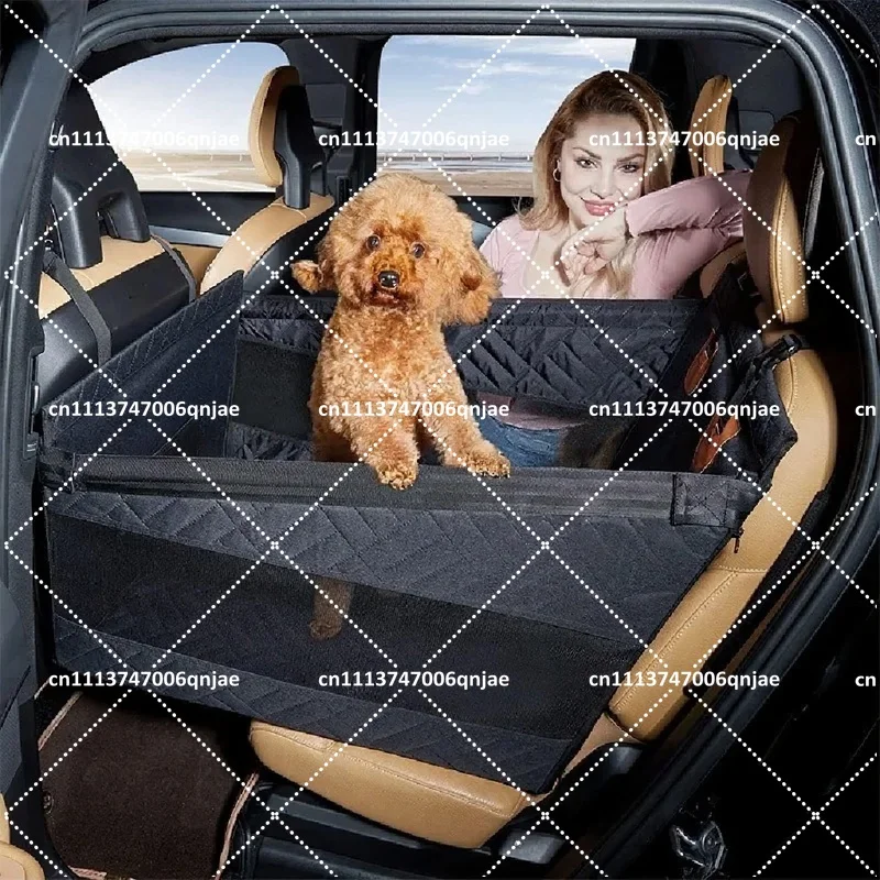 Waterproof Dog Car Seat Cover for Rear Seat, Anti-Dirty Pet Pad with Hard Belt Net, Blue, for Dogs and Kids