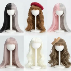 Ob11 Wig Soft Cute Curly Bangs Wavy Hair Long Straight Hair Short Hair Multi-Color for 1/12 Bjd, Gsc ,Ymy Head Doll Accessories