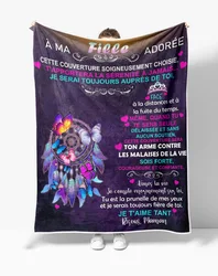 à ma Fille French Letters Flannel Blanket To My Daughter Son Gift Warm Throw Blanket for Bed Sofa Couch Birthday Gift Home Decor