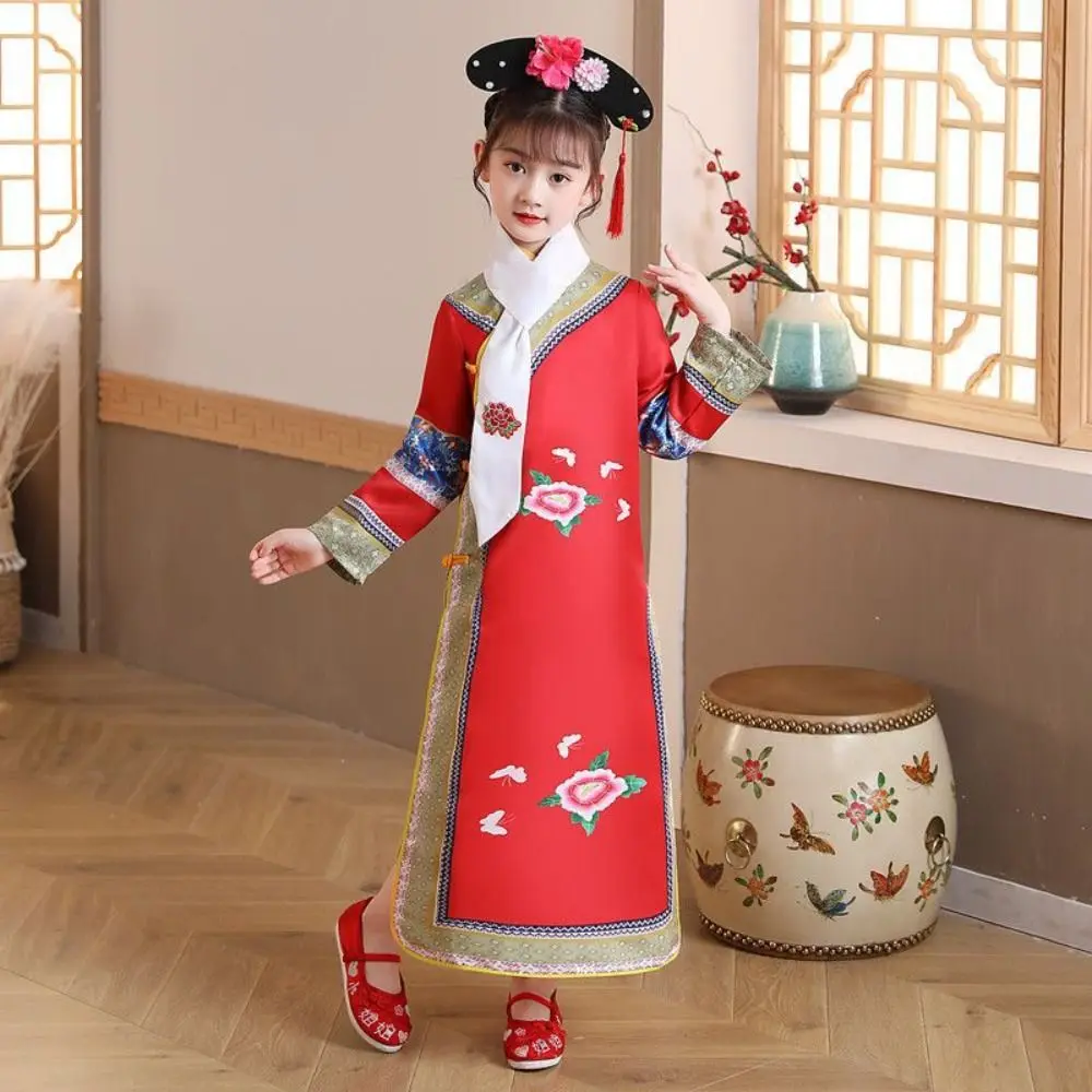 Chinese Stijl Qing-dynastie Ge Ge Kleding Qing-dynastie Afdrukken Manchu Vlag Kleding 4 Kleuren Mode Prinses Hanfu Jurken