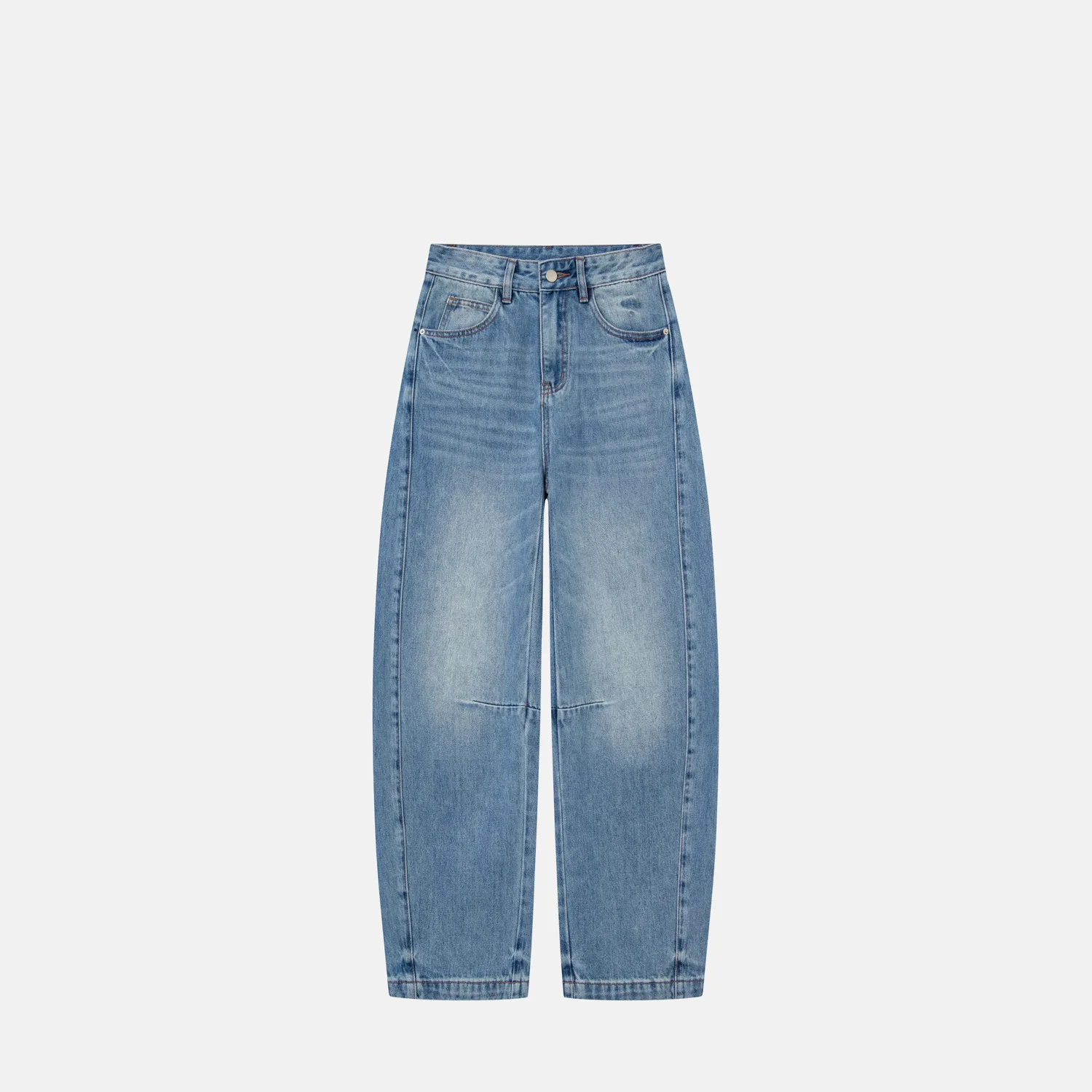 

Spring 2026 High Waist Comfortable Bend Knife Jeans Stylish Slimming Commute Style Quality Cotton Stretch Denim Pants