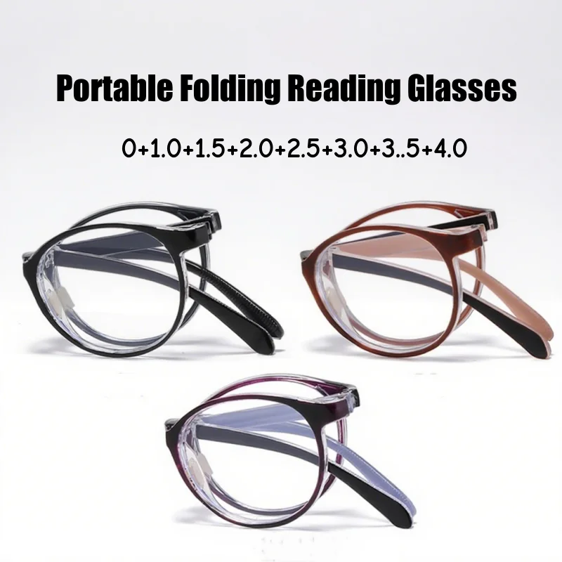 

Men Women Fashion Folding Reading Glasses Unisex Ultralight Portable Far Sight Prescription Glasses Retro Portable Eyeglasses