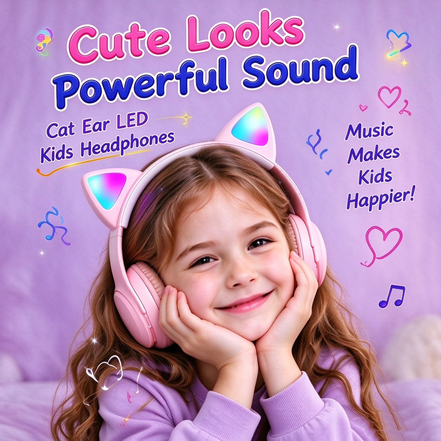 Cute Pink Cat Ear Kids Wireles - Cat Ear Bluetooth Headset Led recension och pris