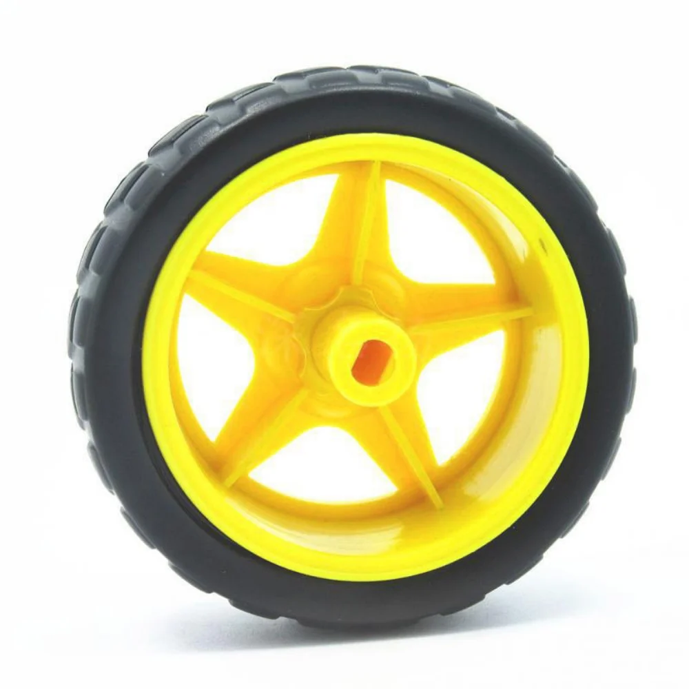 1Pc 66mm TT Motor Smart Car Robot Rubber Wheel Intelligent Tracing Trolley Smart Car Chassis Kit Parts Electric Motor Wheel